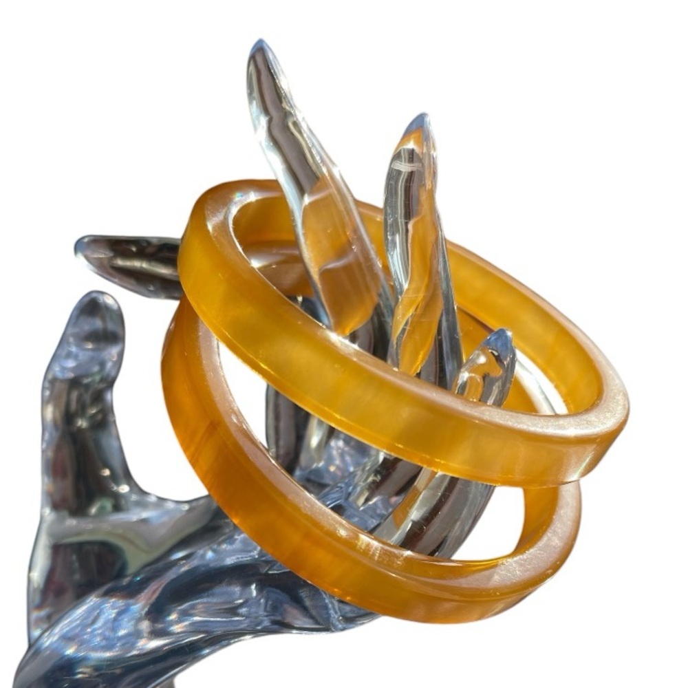 Pair Vintage Yellow & Orange Bakelite Bangles | Tested